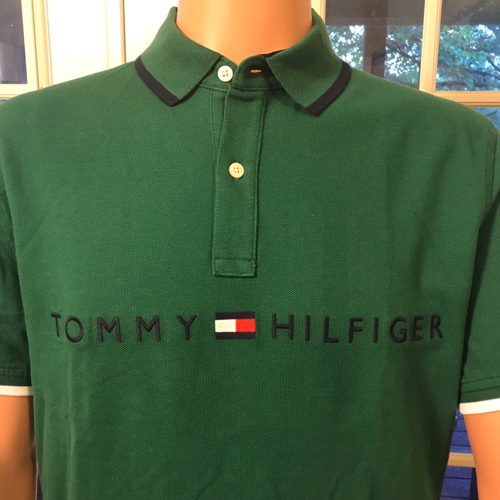 TOMMY HILFIGER Green Trimmed Polo Shirt - Picture 2 of 7